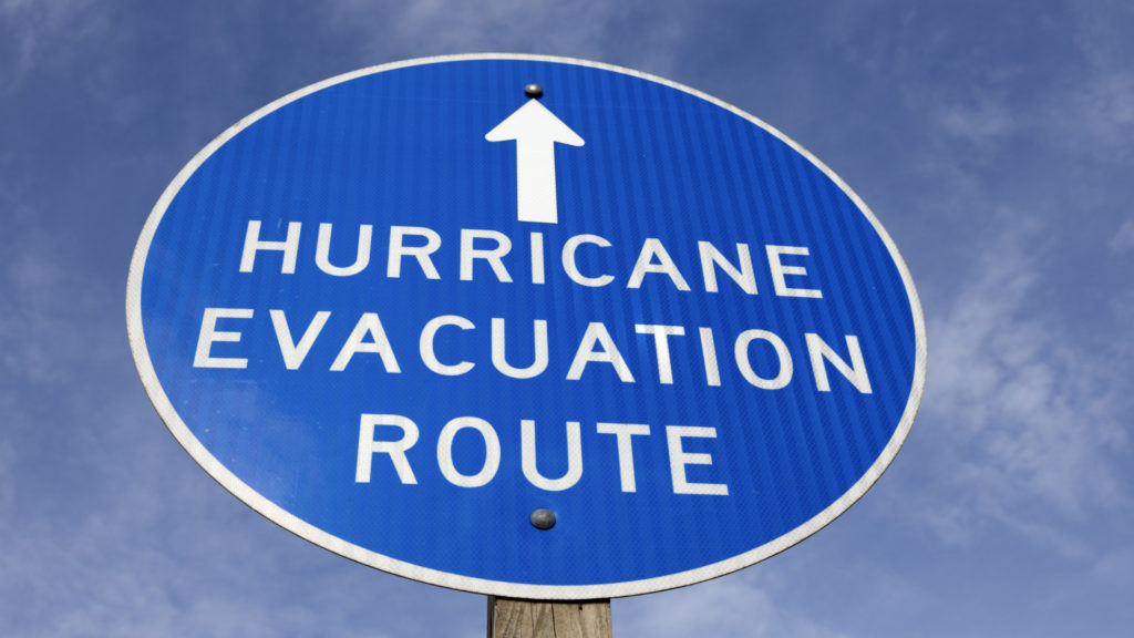 Hurricane evacuation route sign - seen in Dover, Delaware